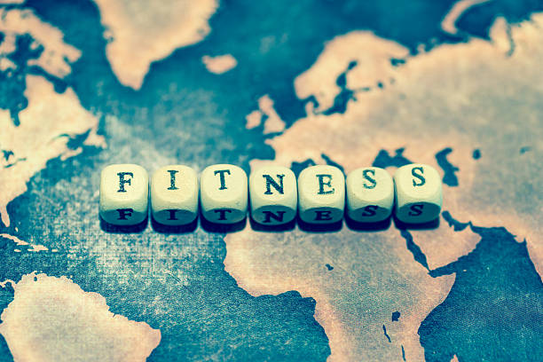 istock FITNESS on grunge world map 627777156