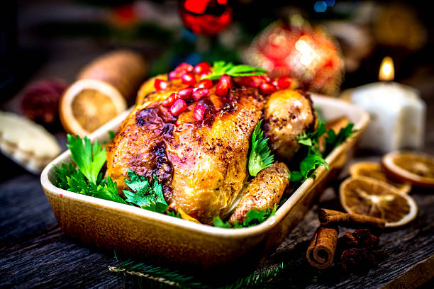 istock Roasted chicken for Christmas lunch 627778430