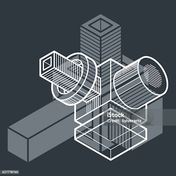 Engineer Abstract Shape Engineering Abstract Shape 3d Vector Polygonal Figure Stock ...