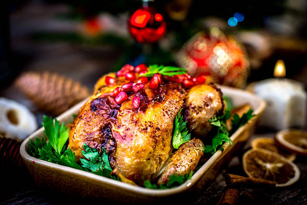 istock Roasted chicken for Christmas lunch 627779216