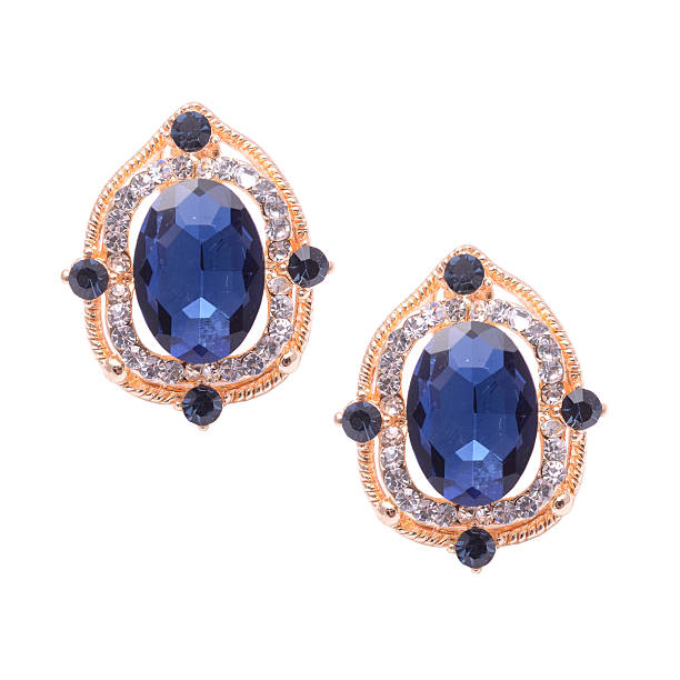 istock gold earrings with blue stones isolated on white 627787690