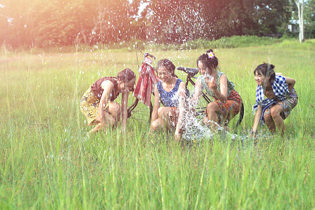 istock Men and women dressed in traditional Thailand . 627788698