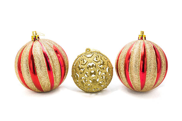 istock Complete of red christmas tree decoration isolated on white back 627789288