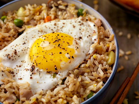 Breakfast Fried Egg with Rice -Photographed on Hasselblad H1-22mb Camera