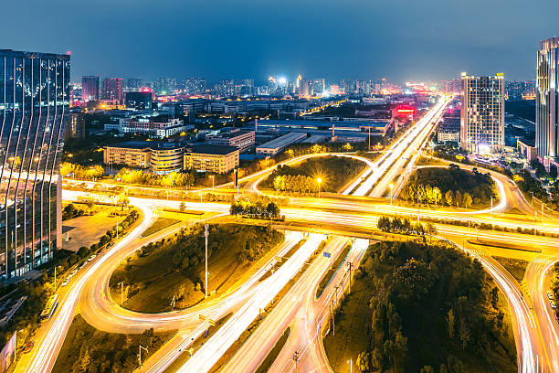 istock illuminated road junction in midtown of hefei 627795500