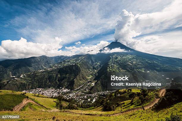 Eruption Of A Volcano Tungurahua Central Ecuador Stock Photo - Download Image Now - Ecuador, Banos, Volcano