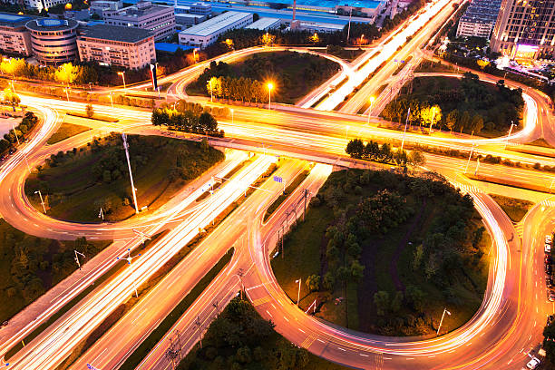 istock illuminated road junction in midtown of hefei 627796142