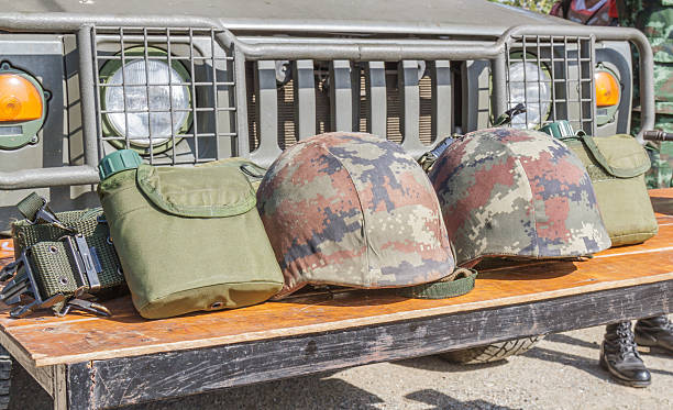 istock Helmet military and Military flask 627798248