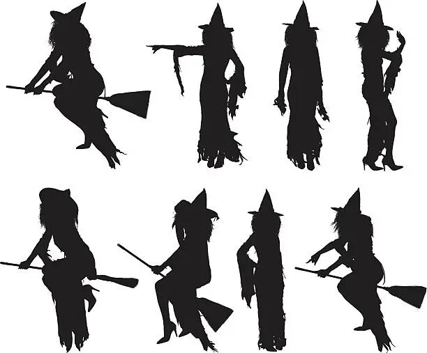 Vector illustration of Witch in various actions