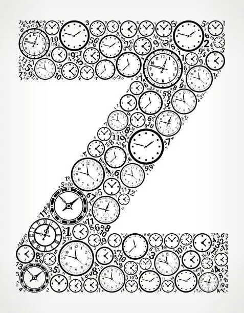 Vector illustration of Letter Z on Time and Clock Vector Icon Pattern