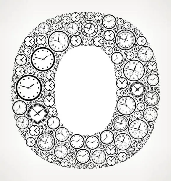 Vector illustration of Letter O on Time and Clock Vector Icon Pattern