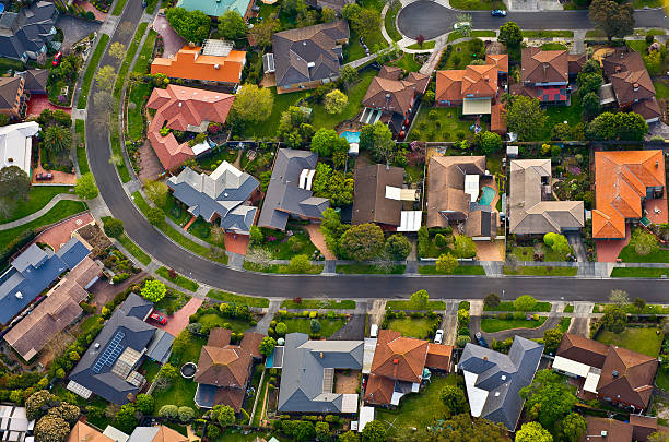 Melbourne suburbs Flying over the suburbs of Melbourne  melbourne australia stock pictures, royalty-free photos & images