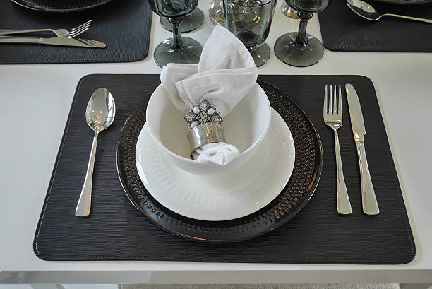 istock elegant table set on dining table in modern dining room 627806244