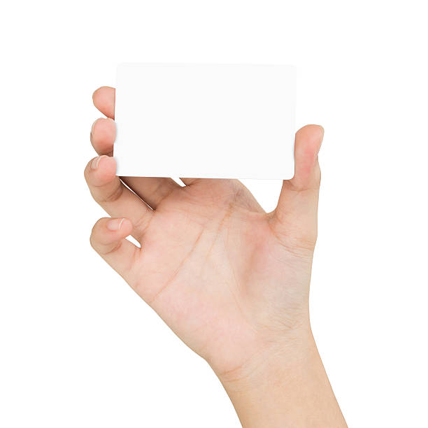 istock hand holding blank card showing front view isolated on white 627806490