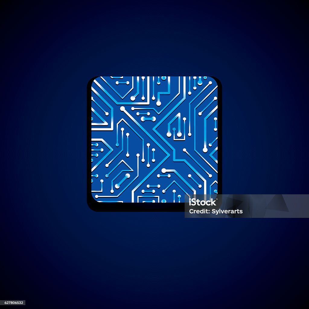 Cpu Square Picture Vector Technology Cpu Design With Square Blue Luminescent ...