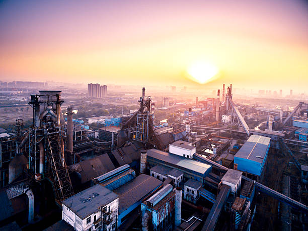 istock constructions in modern power station at sunrise 627814662