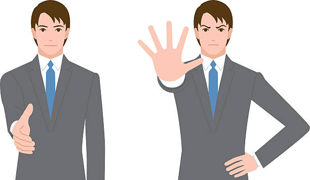 ビジネスマンのジェスチャー - hand sign stop gesture talking discussion点のイラスト素材／クリップアート素材／マンガ素材／アイコン素材