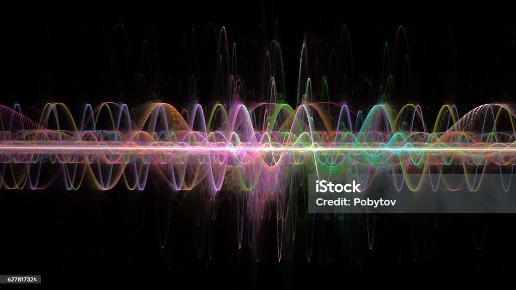 farbige Wellen, wissenschaftliches und technologisches Designelement - Lizenzfrei Frequenz Stock-Foto