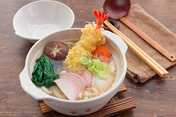 istock nabeyaki udon, japanese hot pot noodle 627832482