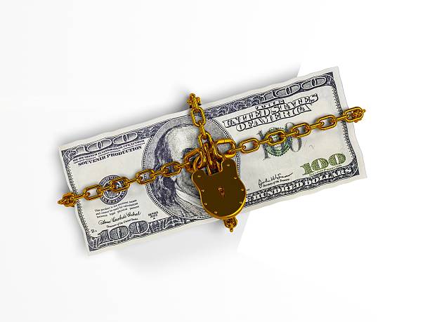 istock isolated on a white background pack dollars closed lock, the 627833488