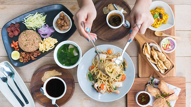 istock woman have a Spaghetti with shrimps 627838844