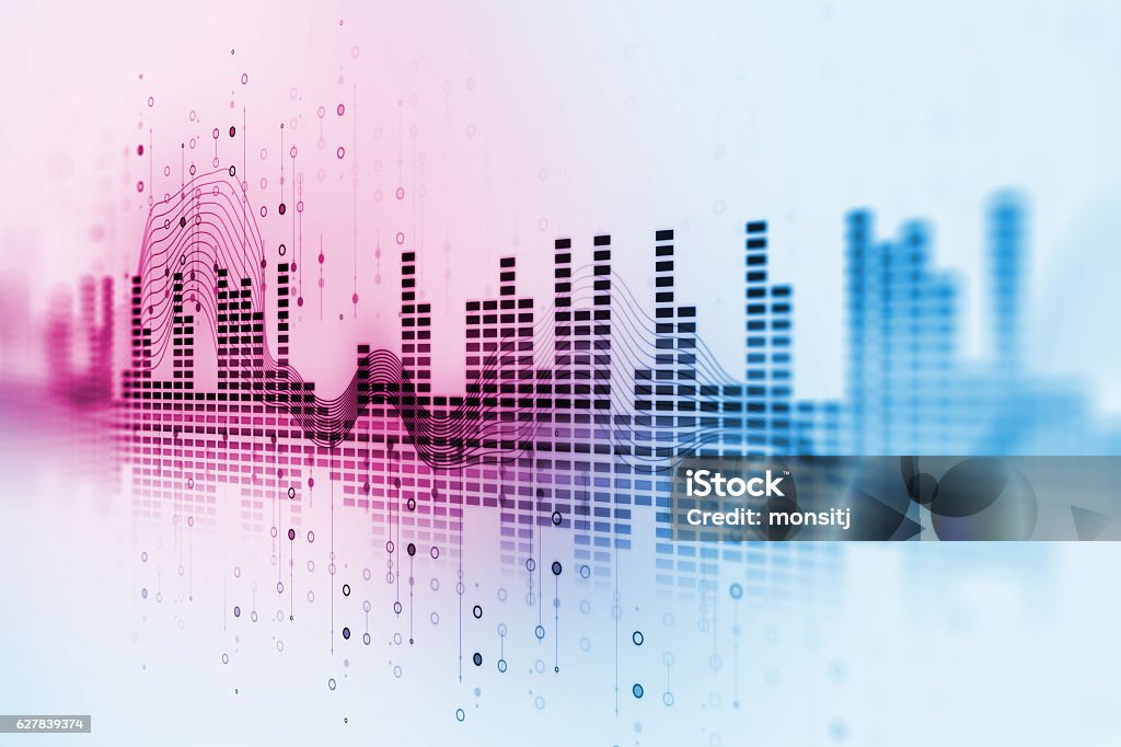 Audio waveform abstract technology background colorful Audio waveform abstract technology background ,represent digital equalizer technology Music Stock Photo