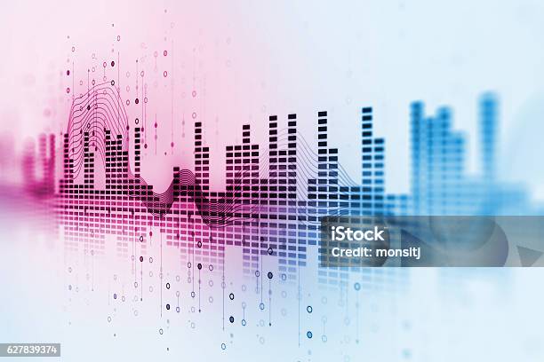 Audio Waveform Abstract Technology Background Stock Photo - Download Image Now - Music, Wave Pattern, Abstract