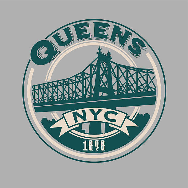 ilustrações de stock, clip art, desenhos animados e ícones de queens, new york city t-shirt or print typography design. - queensborough bridge