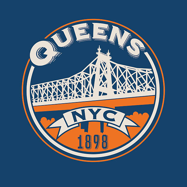 ilustrações de stock, clip art, desenhos animados e ícones de queens, new york city t-shirt or print typography design. - queensborough bridge