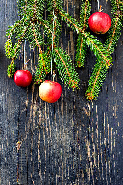 Christmas still life with apples stock photo
