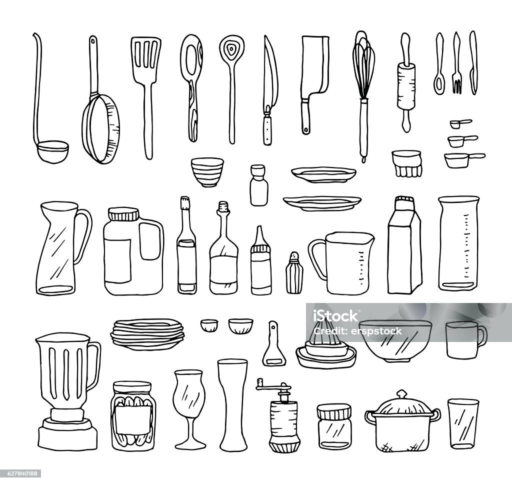 Kithen Object Set Of Kitchen Objects Vector Line Illustration Stock Illustration ...
