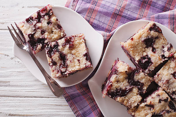 istock Berry Buckle close up on a plate. horizontal top view 627840488