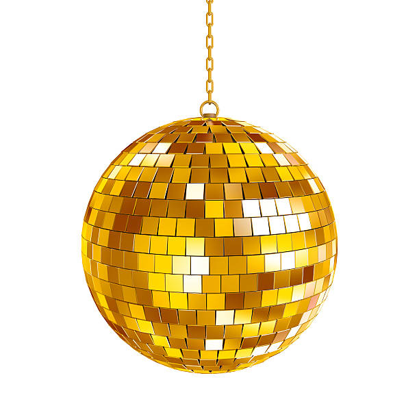 golden bola de discoteca - disco ball 1970s style 1980s style nightclub - fotografias e filmes do acervo