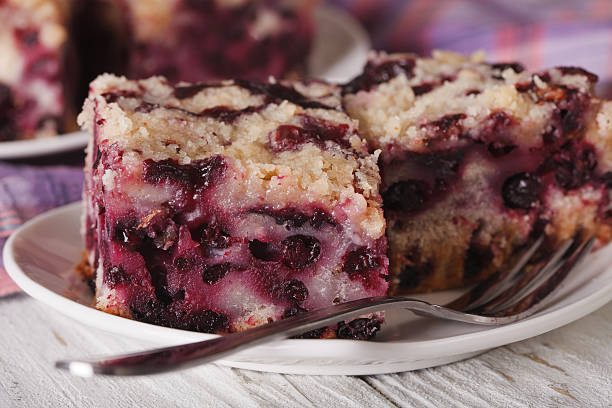 istock Cut macro blueberry pie on a plate. horizontal 627840776