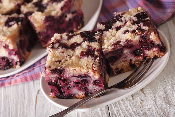 istock Berry Blueberry Buckle close-up on a plate. horizontal 627841008