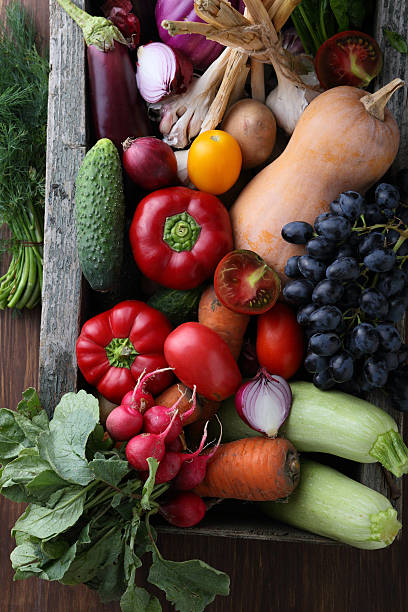 istock Fresh produce in wood crate 627842084