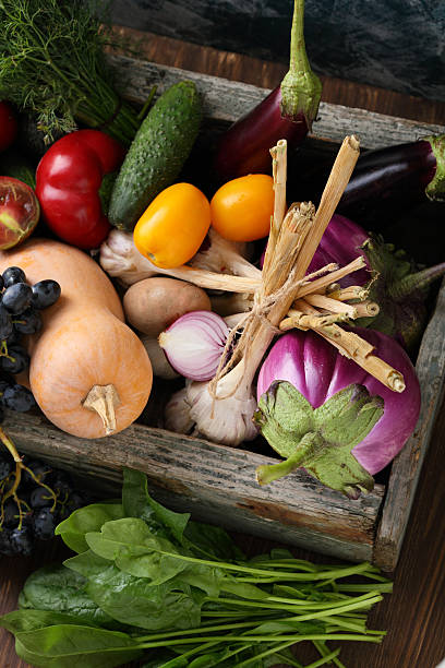 istock Mix of vegetables top view 627842362