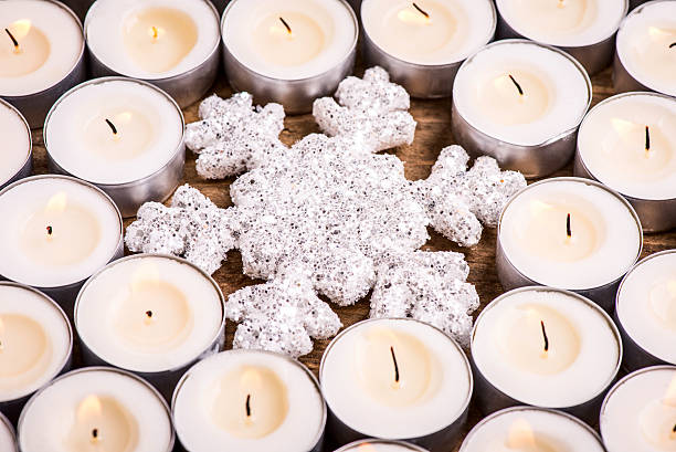 istock snowflake with candles - heat up 627852352