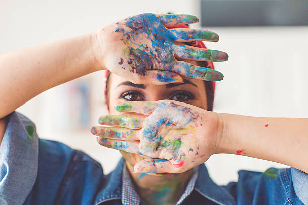 istock Young artist in mess 627853004