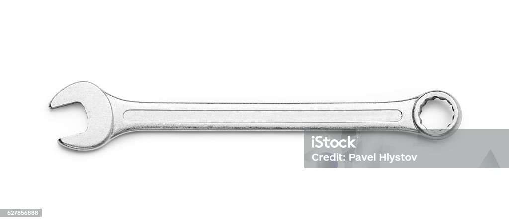 Wrench isolated on white background. Wrench isolated on white background. Top view. Clipping path included. Wrench Stock Photo
