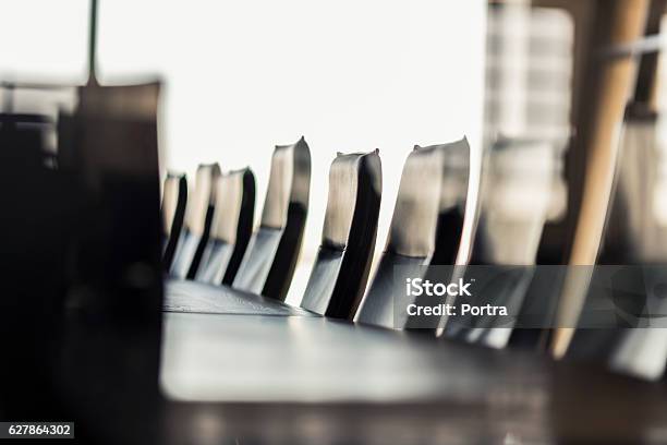 Empty Table And Chairs In Board Room At Office Stock Photo - Download Image Now - Meeting Room, Conference Table, No People