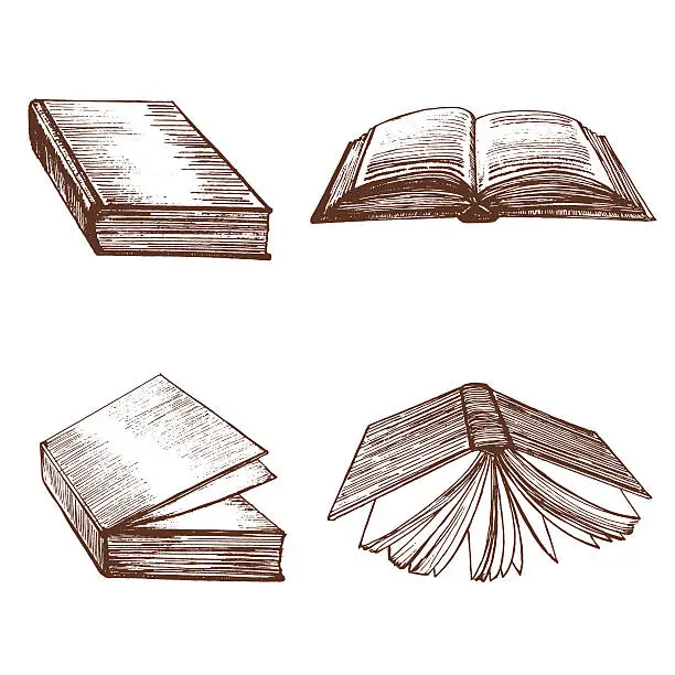 Vector illustration of Books Hand Draw Sketch. Vector