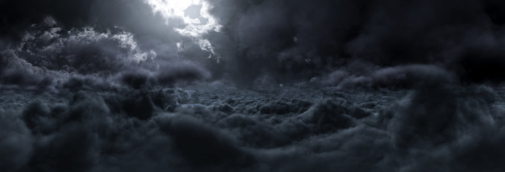 Digitally generated inside the clouds panoramic view (night).