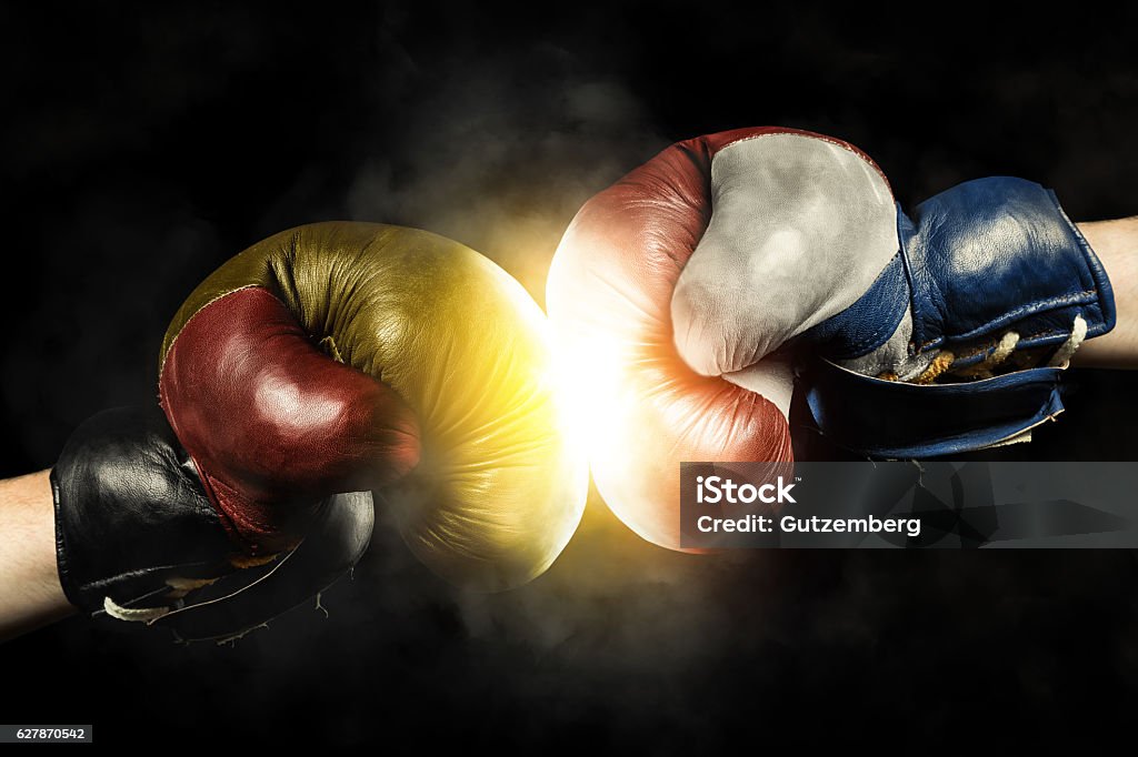 Fight between Netherlands and Germany Fight between Germany and Netherlands Amsterdam Stock Photo