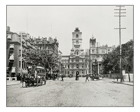Antique photograph of Broad Street, Philadelphia