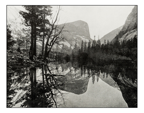 Antique photograph of Mirror Lake, Teneya Canyon