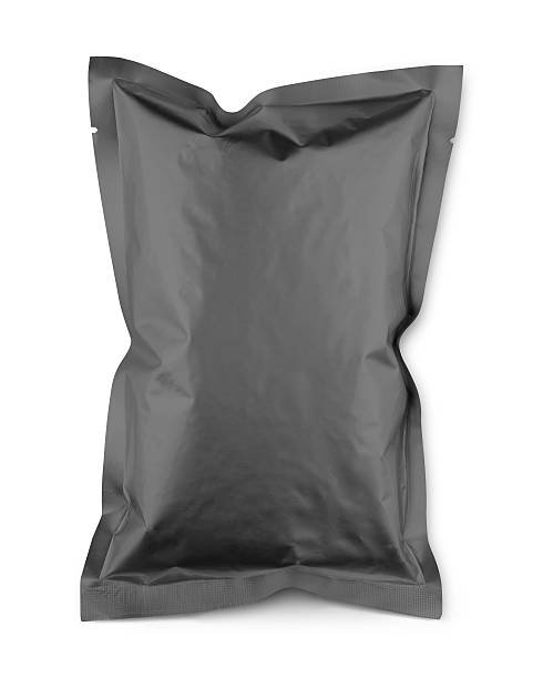 Gray blank snacks food packaging plastic bag with clipping path
