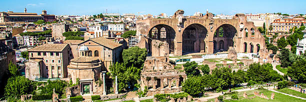 istock Panoramic view over the Roman Forum, Rome, Italy 627885816