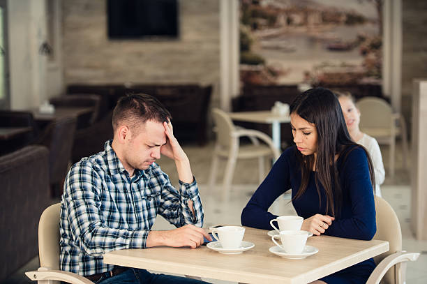 istock Young couple arguing in a cafe. She's had enough 627886840