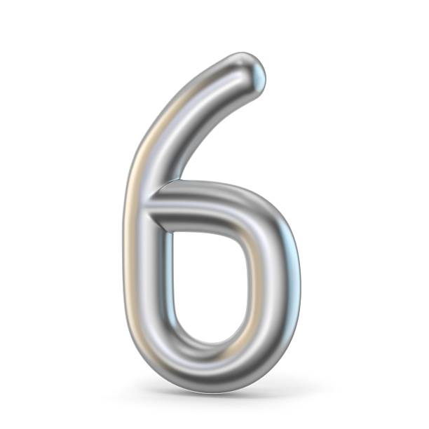 istock Metal silver font. Number SIX 6 3D 627887478